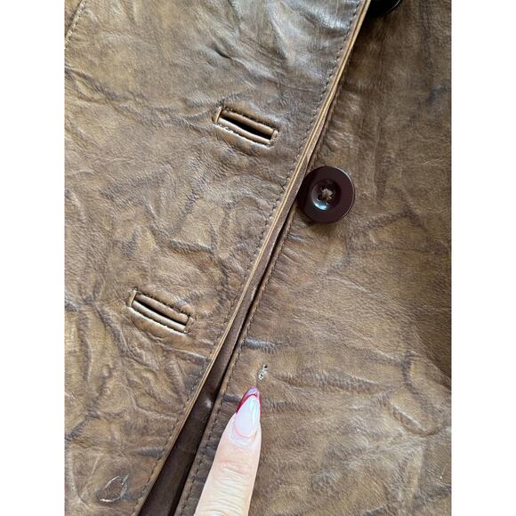 Vintage Wilsons Leather Maxima Large Brown Tan Leather Jacket Blazer Motorcycle - Picture 8 of 9